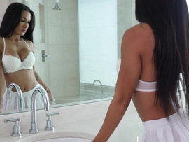 Pornstar Cunt Swallows His Cock In The Bathroom