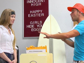 Surfer And A Schoolgirl Fucking On The Teachers Desk